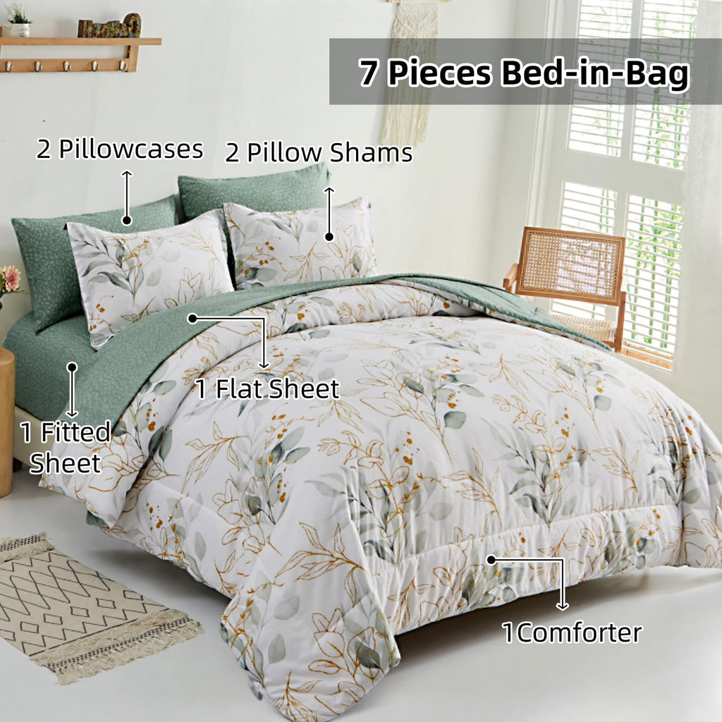Minimalist Floral Duvet Cover Set – Elegant Sage Green Bedding