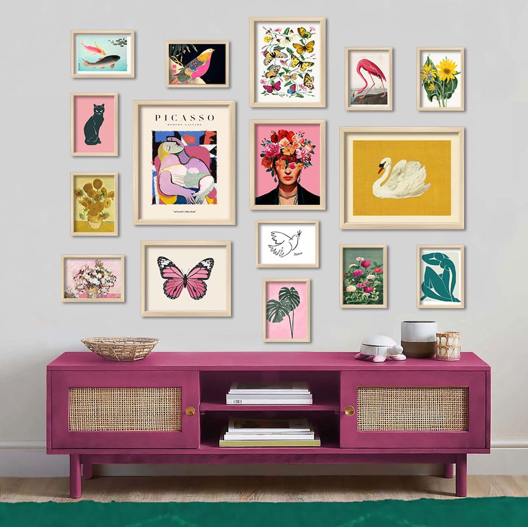 Modern Eclectic Gallery Wall Art Set – Botanical & Abstract Prints