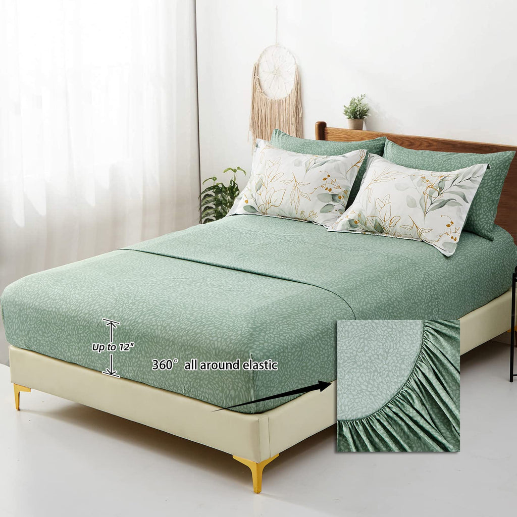 Minimalist Floral Duvet Cover Set – Elegant Sage Green Bedding