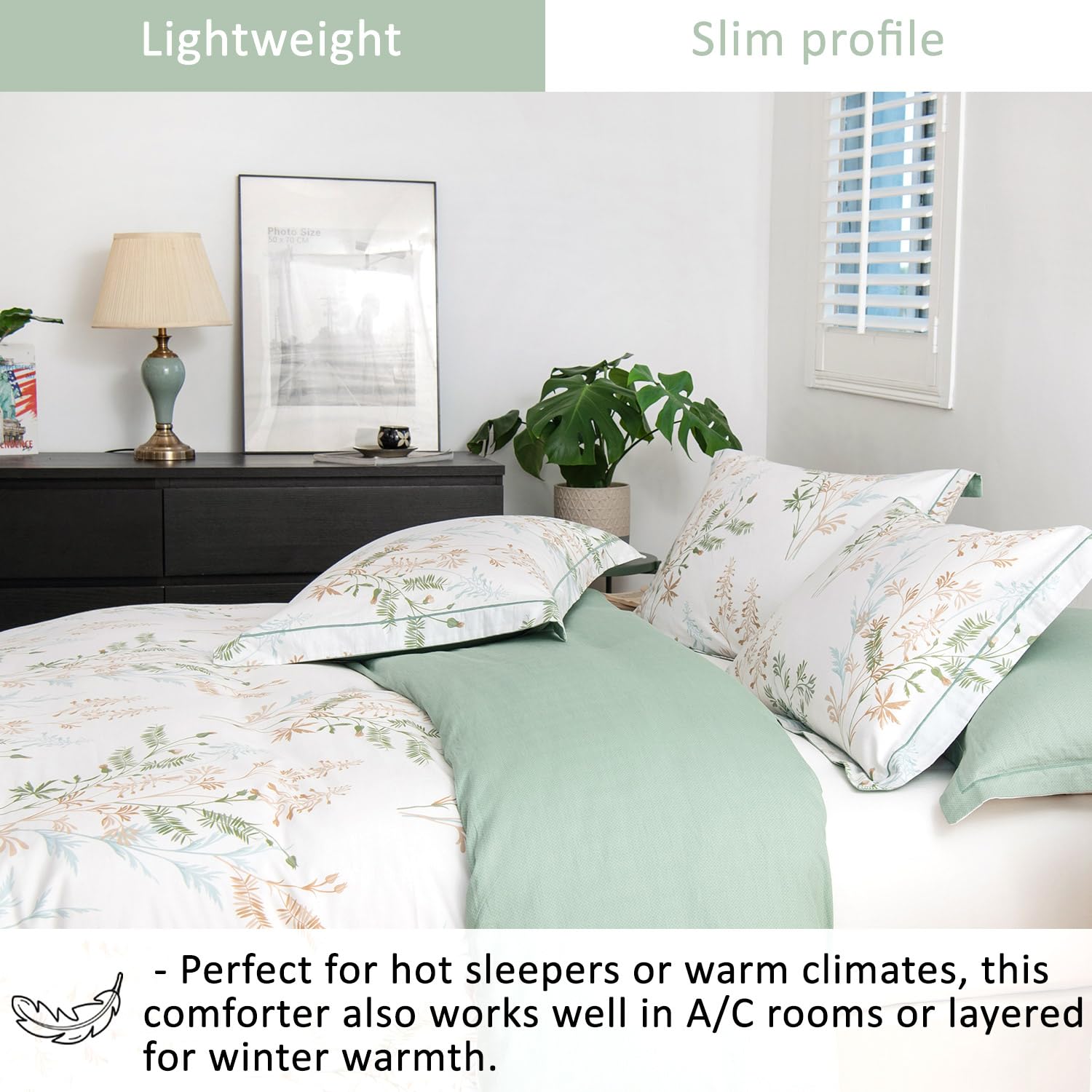Sage Green Botanical Duvet Cover Set – Modern Floral Bedding