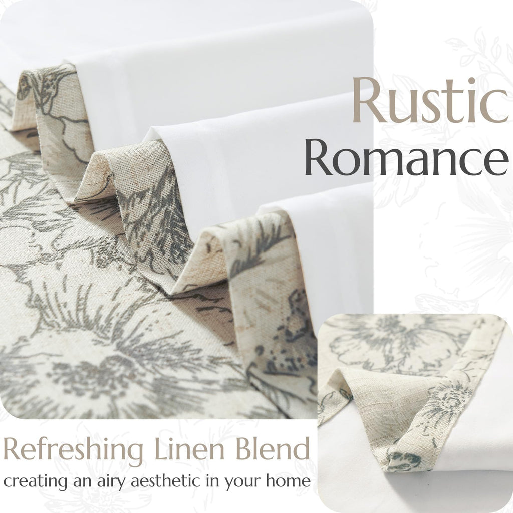 Grey Botanical Pattern Curtains – Classic Farmhouse Window Panels