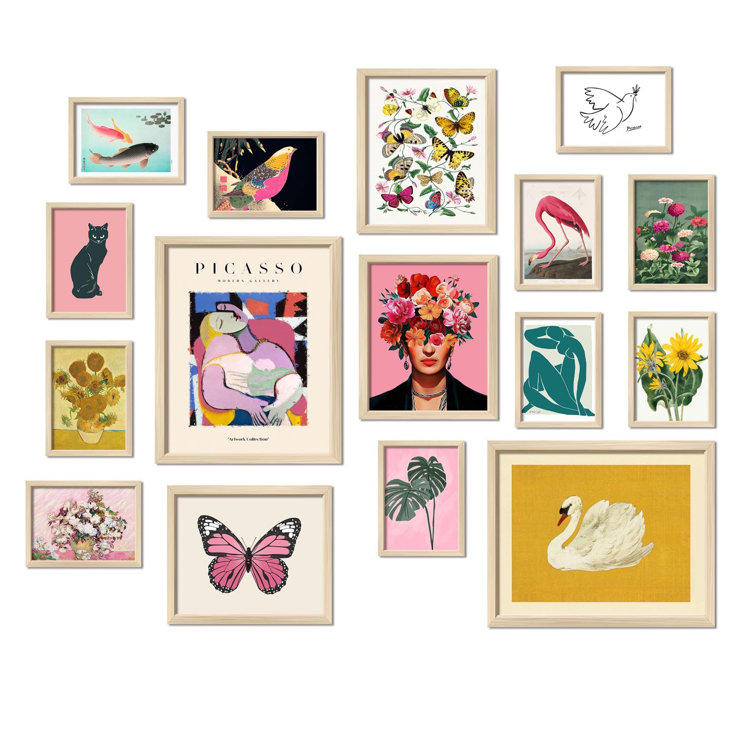 Modern Eclectic Gallery Wall Art Set – Botanical & Abstract Prints