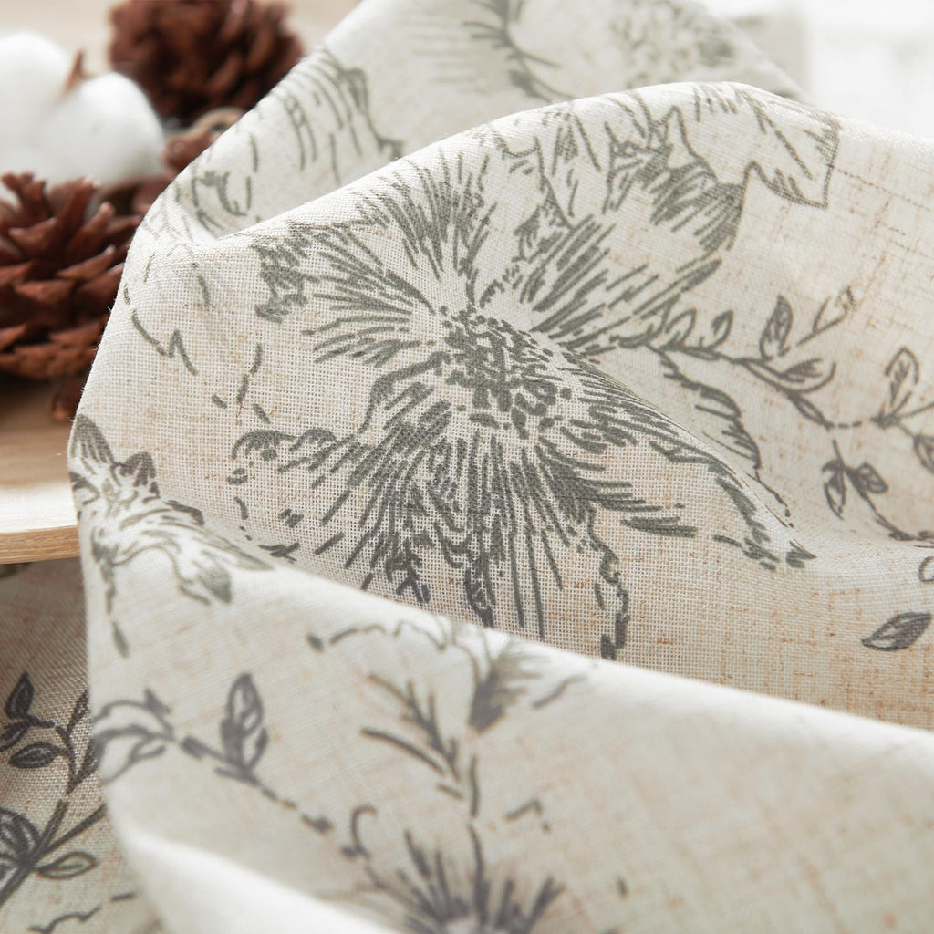 Grey Botanical Pattern Curtains – Classic Farmhouse Window Panels