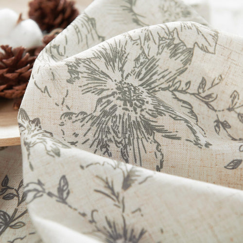 Grey Botanical Pattern Curtains – Classic Farmhouse Window Panels
