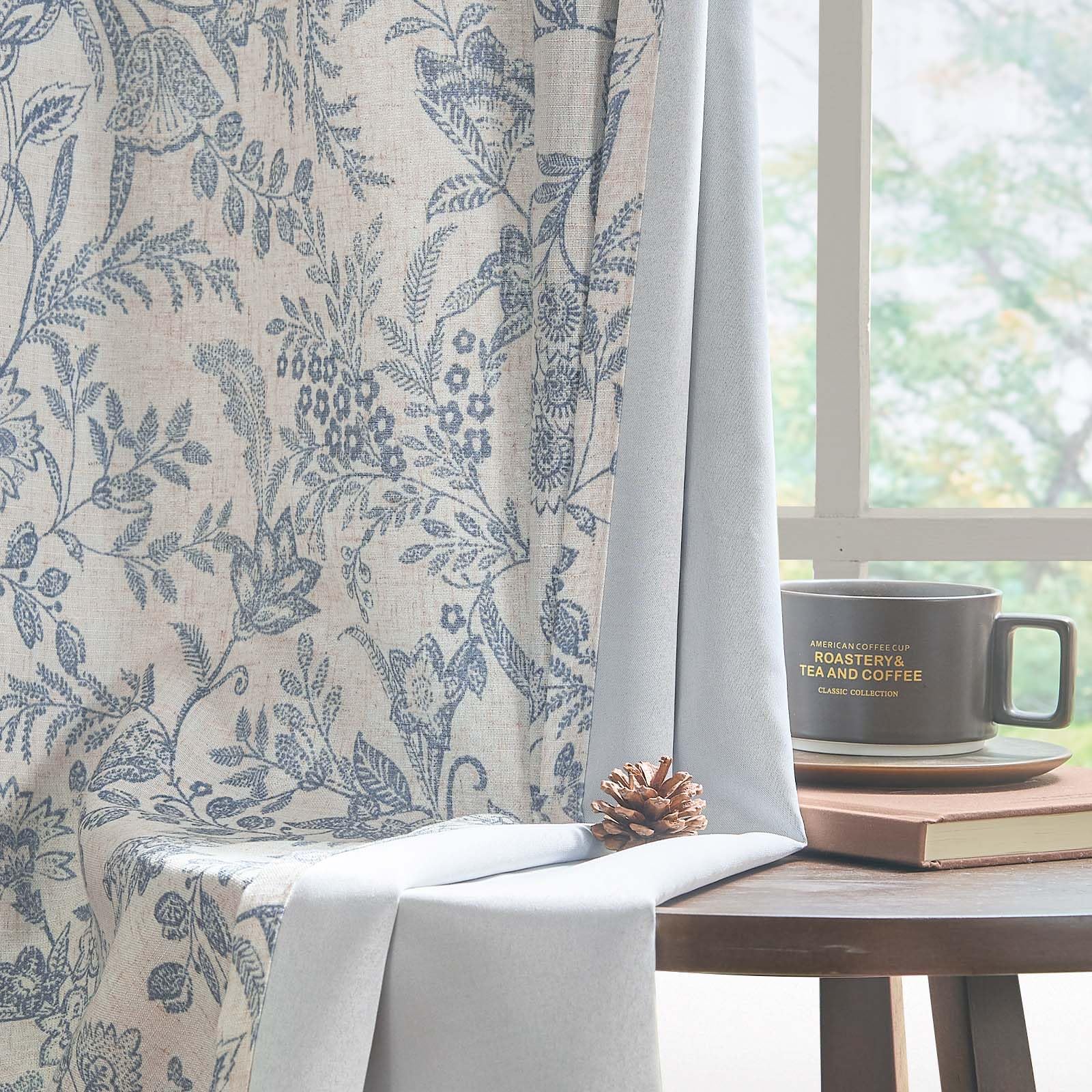 Vintage-Inspired Blue Floral Curtains – Elegant Home Decor