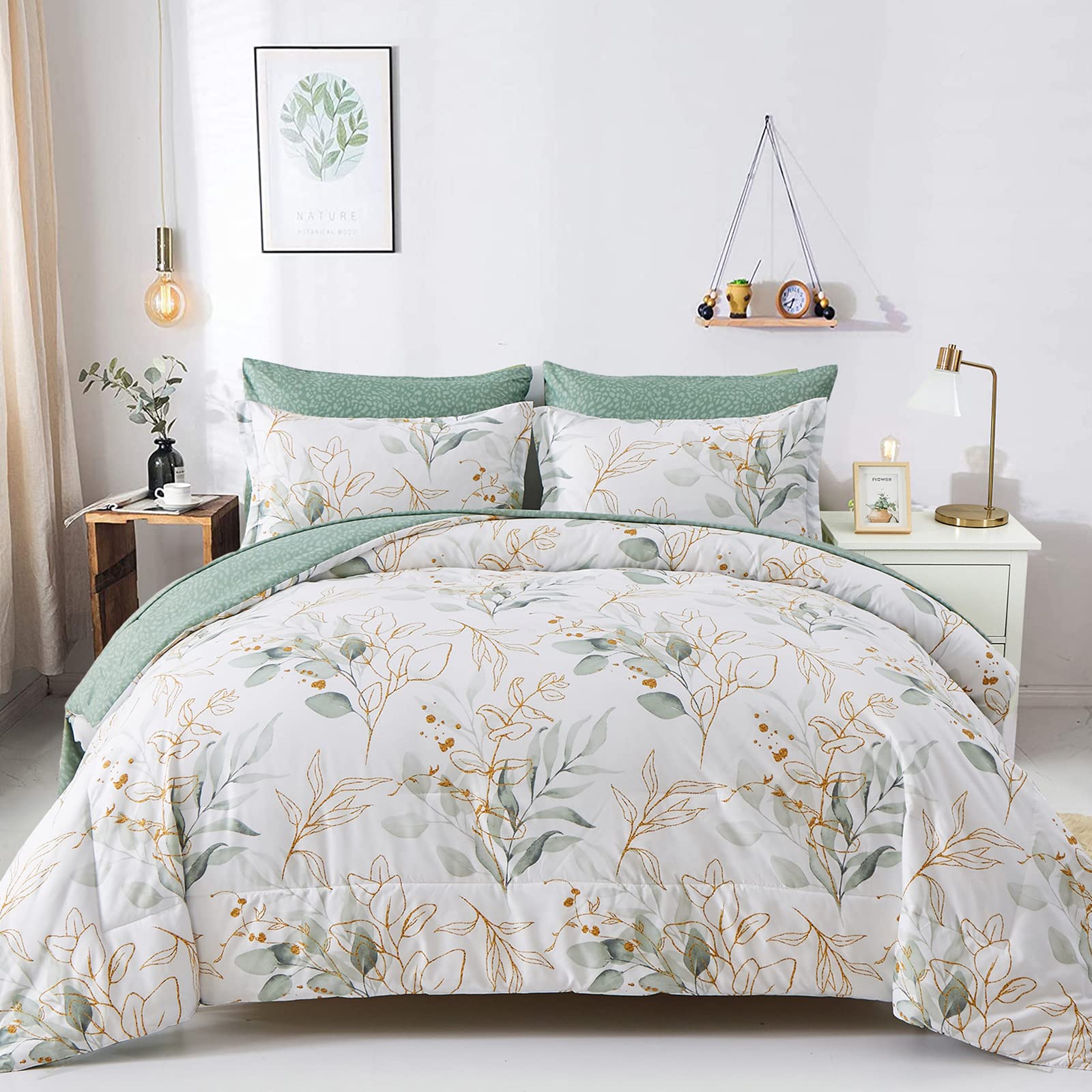 Minimalist Floral Duvet Cover Set – Elegant Sage Green Bedding