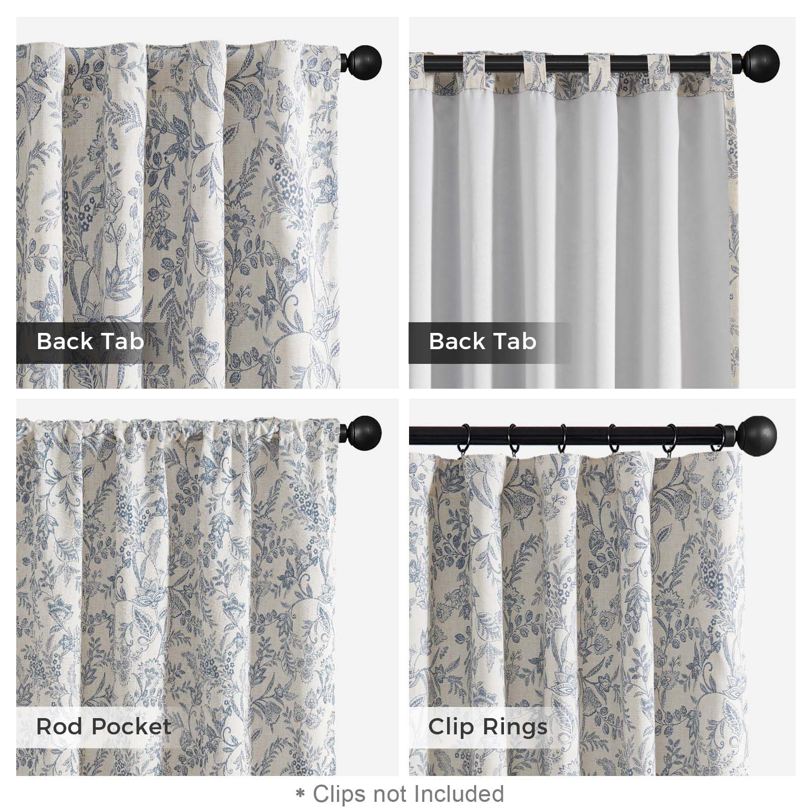Vintage-Inspired Blue Floral Curtains – Elegant Home Decor