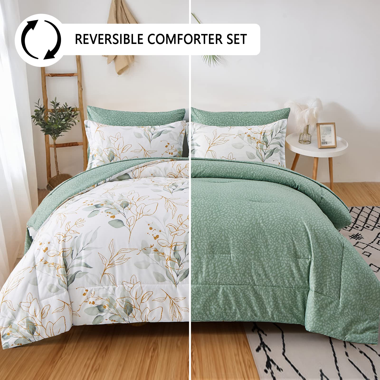 Minimalist Floral Duvet Cover Set – Elegant Sage Green Bedding