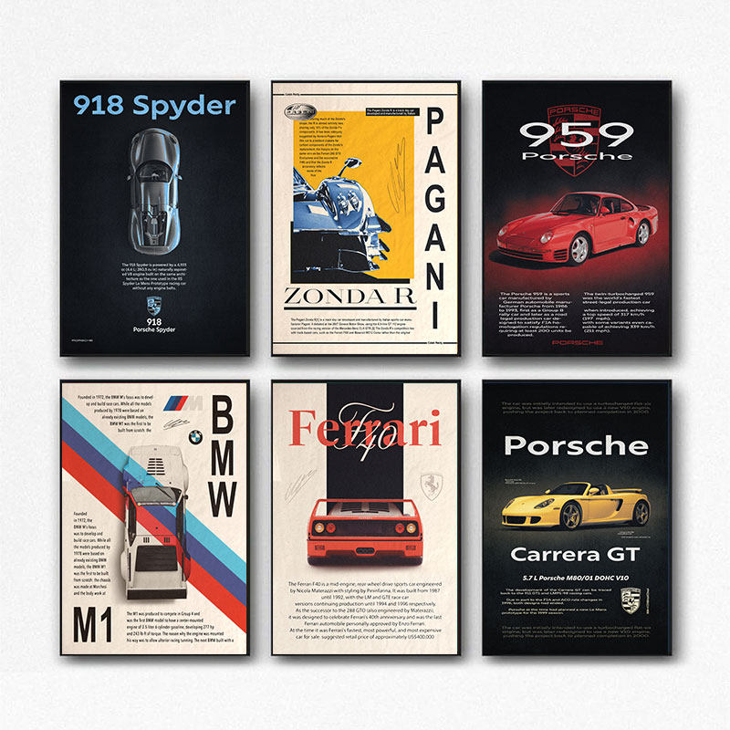 Vintage Sports Car Poster Canvas Painting Posters